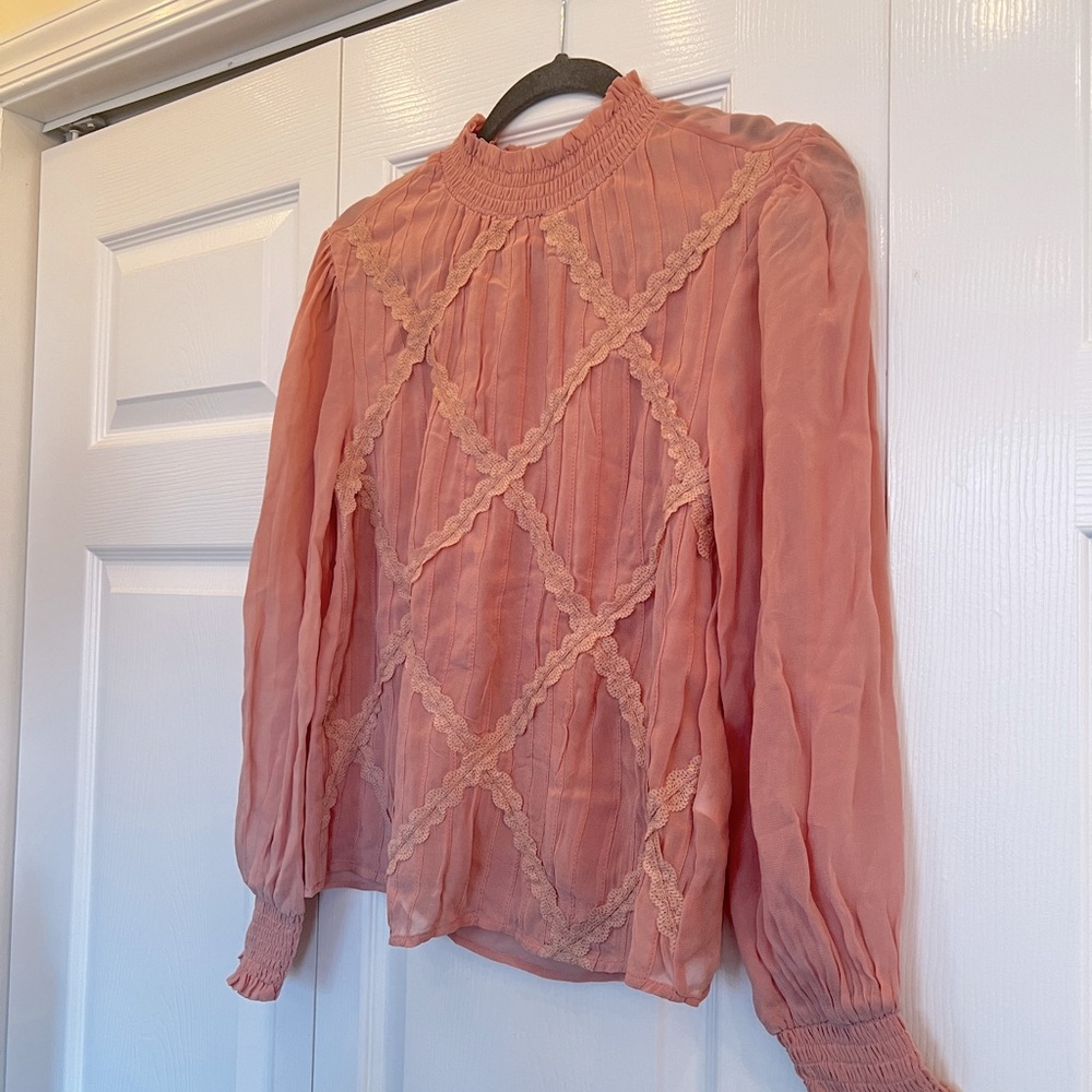 Never worn Topshop crosshatch lace blouse.